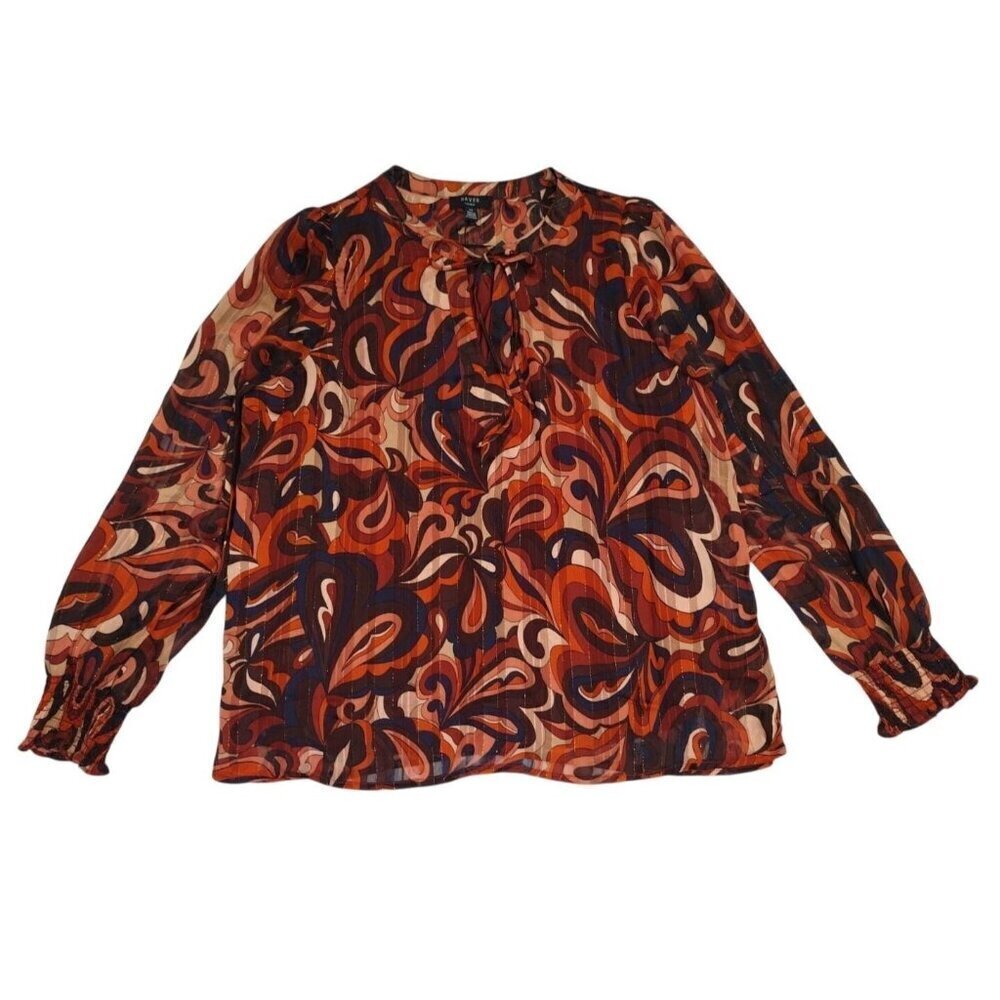 Haver London retro-inspired long-sleeved blouse with a tie neck,L gathered cuffs